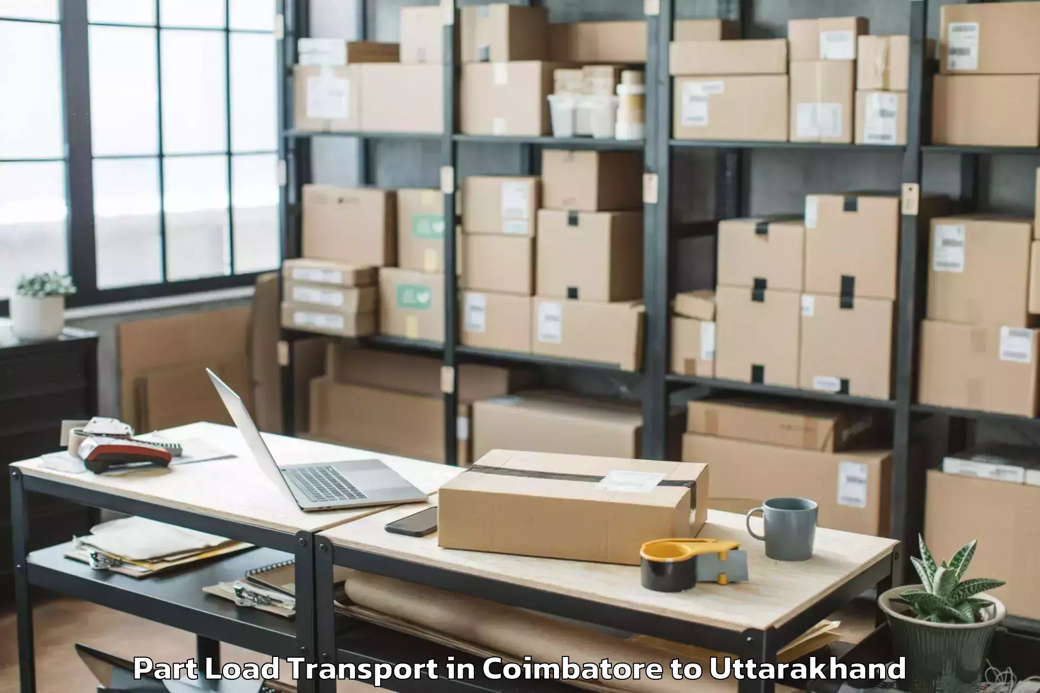 Book Coimbatore to Ghansali Part Load Transport